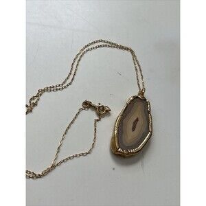 14 kgf chain with gold plated agate slice 18” long